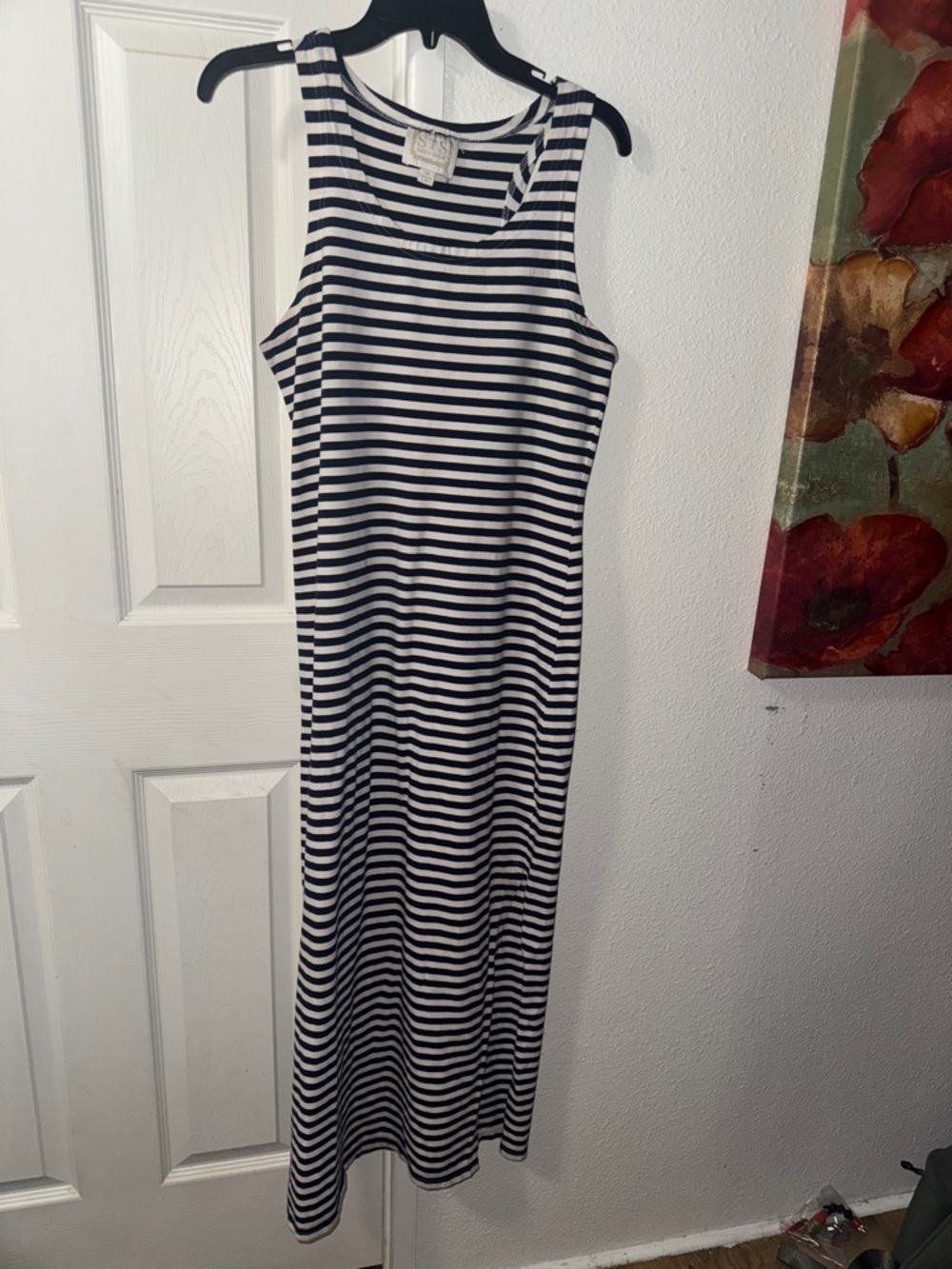 Sail to Sable Black & White Striped Maxi Tank Dress